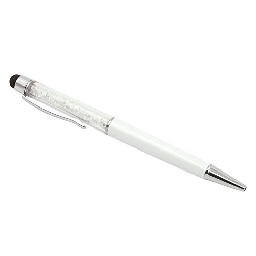 2 in 1-Multifunktions Bling Strass Griffel Touch Pen für iPad iPhone 6 6 Plus 5 5 s 5 C Samsung HTC Smart Phone Touch Screens weiss mit Kugelschreiber