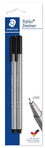 Staedtler triplus Fineliner 3349 BK2D Rotulador triangular Fineliner 03 mm color negro Blister con 2 unidades