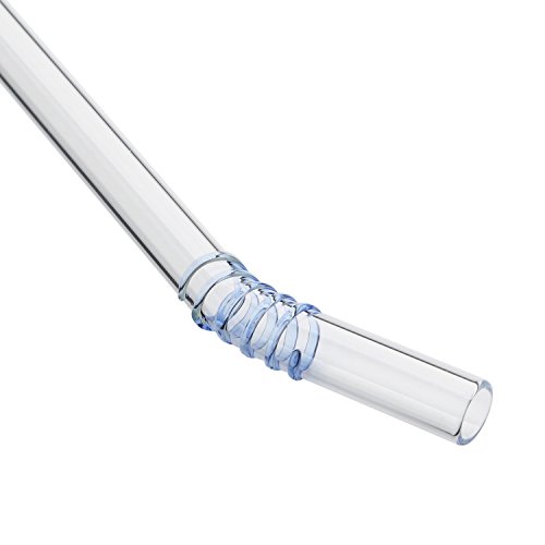 GINOVO 6pcs Glas-Strohhalme , 3pcs Reinigungsbürste, 8inch (200mm x 10mm) , Handgefertigt , Gesund , Wiederverwendbar , Umweltschonend (Gebogen) - 7