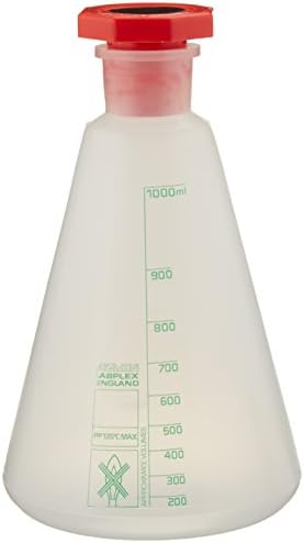Azlon 541905-1000 Polypropylene Heavy Wall Erlenmeyer Flask with Stopper, 1000 ml Capacity