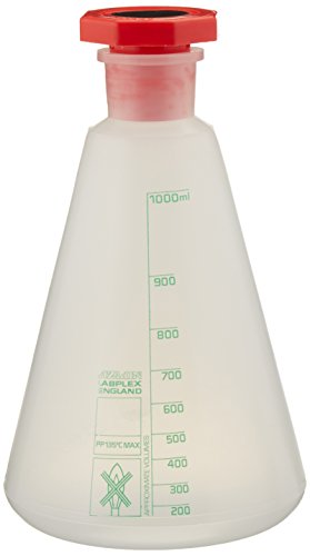 Azlon 541905-1000 Polypropylene Heavy Wall Erlenmeyer Flask with Stopper, 1000 ml Capacity