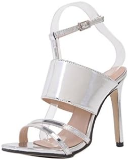 HYLM Ladies High Heels / Word Buckle With Hollow Fine With High Heels / Nightclub Female Sandals , silver , 39