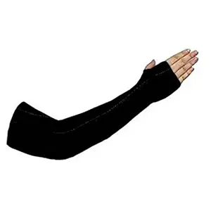 URFA Women's and Men's Cotton Full Hand Arm Sleeves Gloves (Black, Free Size) Pack Of 1 Pair (Black)