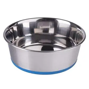 Elton Heavy/Premium Dog Bowl (Blue) Export Quality with 100% Silicon Bonded Rubber Base Stainless Steel Dog Food Bowl Feeder Bowls Pet Bowl for Feeding Dogs Cats and Pets (Small 0.525 L)