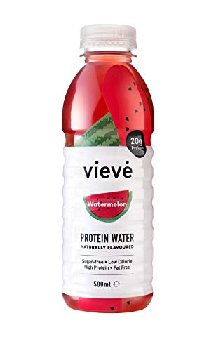 Vieve Protein Water 6x500ml Pastèque | Une alternative prête à boire aux poudres et shakes de protéines | 20g de protéines, sans sucre, sans gras et sans lactose | 6 bouteilles