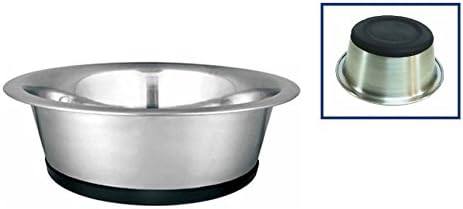 Steel Bowl with Rubber Base, Hygienic, Non-Slip Container for Food or Water – Available in a Range of Sizes