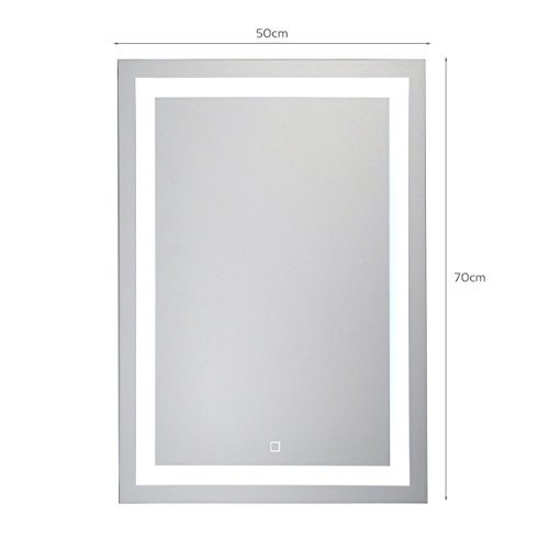 KROLLMANN Wandspiegel für Badezimmer mit integrierter LED Beleuchtung / Badspiegel mit Touch Sensor, 50x70cm, Satinierte Lichtflächen - 2