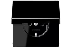 Cache de prise Schuko 2P + TT avec couvercle NOIR JUNG LS 1520 BFKIKL SW