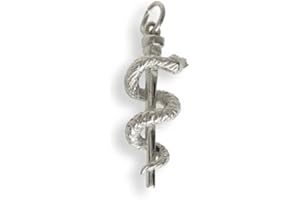 VIENNAGOLD Äskulap Stab für Mediziner Charm Ketten-Anhänger massiv 14 Karat Gold 585 (Art.211032)