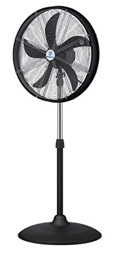 Westinghouse Lighting 7271540 Ventilateur sur Pied Westinghouse Yucon I en métal Noir Mat/argenté avec 5 vantaux en ABS, diamètre de 50, boîtier de 55 Hauteur maximale de 135 cm, 120 W