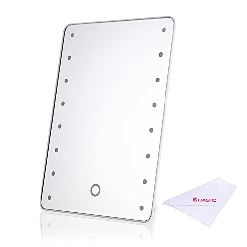 eBasic Beauty Make-up-Spiegel mit 16 LED Beleuchtung Dimmbar durch Touch-Schalter Ultra-High Definition Falterbar Standspiegel Profi Kosmetikspiegel Schminkspiegel Tischspiegel Batteriebetrieben