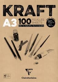 Clairefontaine A3 braun Strukturierte Papier Künstler Pad 100 Blatt, 90 g/m² (Nylon-Angelsehne)