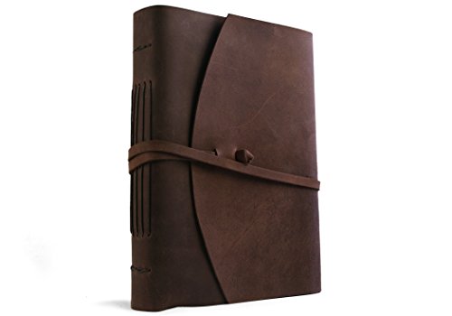 Enya Notizbuch handgefertigt in Leder gebunden Rustikales Braun Extra Large, blanko Seiten (30cm x 22cm x 5cm) - 2