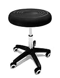 Crisnails Tabouret pivotant avec roulettes pour coiffure, cosmétique, dentiste, chaise de travail professionnelle rotative avec roues (Noir)