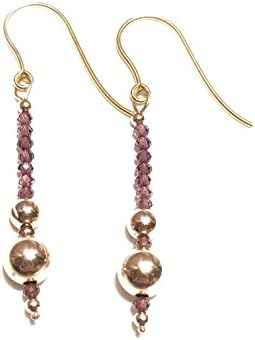 Rhodolite Garnet and 9ct Gold Drop Earrings