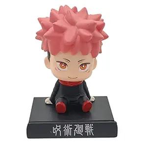 AUGEN Super Hero Itadori Yuji Jujutsu Kaisen Action Figure Limited Edition Bobblehead with Mobile Holder for Car Dashboard, Office Desk & Study Table (Pack of 1)