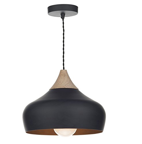 Dar GAU0122 Gaucho 1 light pendant black and wood