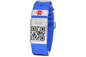SILINCODE Qr SOS-Armband, Notfälle, Unfälle, Gesundheitswesen, Schutz, Sicherheit, Identifizierung, Gesundheitszustand, Medikamente, Sport, Kontakte, Diabetes, Allergien, Epilepsie, Warnungen (Blau)