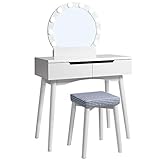 ZU VIELE KOSMETIKPRODUKTE? Beautyprodukte kann man nie genug haben! Damit jedoch kein Chaos aus Cremes, Kosmetika sowie Schmuck entsteht, verfügt dieser Schminktisch über eine große Tischoberfläche sowie 2 geräumige Schubladen auf Schienen