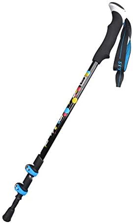 WAHHY Trekking pole, 6061 aluminum alloy 3 sections retractable, light weight, easy to carry, external locking folding stick, straight handle climbing cane