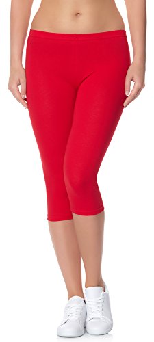 Ladeheid Leggins 3/4 Pantalones Piratas Ropa Deportiva Mujer LAMA01 (Rojo18, L/XL (Tallas del Productor: 40/42))