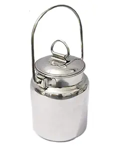 Global-E 750 ML Stainless Steel Milk can - A Grade Steel - Cap Locked - USE for - Oil BURNI/GHEE WADI/Milk Kettle/USE in Pooja Also