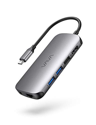 VAVA HUB USB C (9 en 1) Adaptador USB C 3.1 Carga PD, Ethernet, HDMI, 3.5mm Audio, Puertos USB 3.0/2.0, Lector Tarjetas SD/TF, Concentrador Compatible con Mac/ChromeBook Pixel/Huawei/Samsung etc