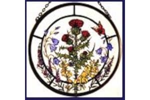 HENSITA Decorative Hand Printed Stained Glass Window Sun Catcher/Roundel in a Scottish Flowers Design