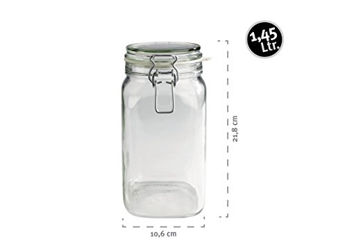 Domestic by Mäser, Serie Gothika, Einmachglas 1.45 L, mit Bügelverschluss, im 6er-Set - 2