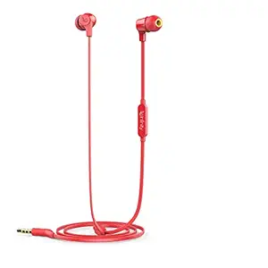 Infinity by Harman Zip 100 in-Ear Immersive Bass Tangle Free Flat Cable Headphones with Mic (Passion Red)