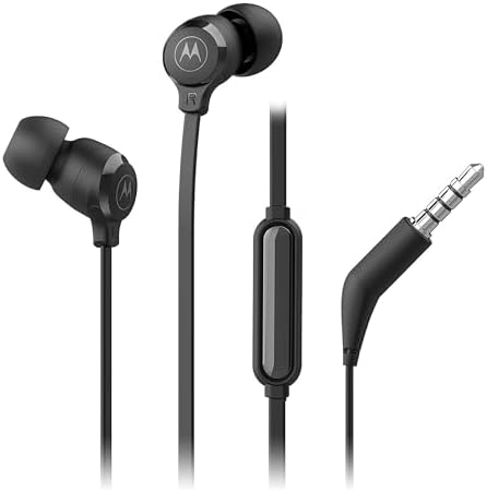 Motorola Sound Earbuds 3-S | Auricolari in-ear con microfono | Cavo anti-tangle, bassi profondi e design ergonomico con vestibilità comoda | 3,5 mm | Nero