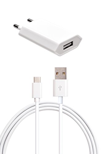 iProtect 2 in 1 Set Highspeed USB 3.1 TYP-C Ladekabel u Datenkabel und Netzteil für Nexus 5X, Nexus 6P, Microsoft Lumia 950 950XL und weitere Geräte mit einem 3.1 USB-C Anschluss in weiß