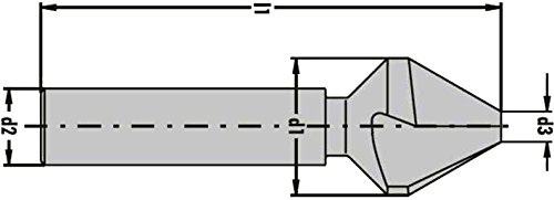 HSS-E Co5 Kegel- und Entgratsenker 90°, DIN 335 C mit 3 Schneiden, mit Zylinderschaft Ø 30,0 mm / 74AF M16 „mittel“ - 2