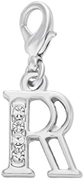 Libby's Market PlaceRhinestoned and Personalised Letter R Clip On Charm with Organza Gift Bag