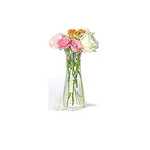 Incrizma Glass Flower Vase (24 cm, Clear)