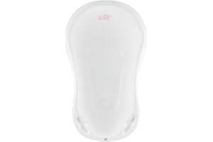 Hylat Baby Friends Blanc Baignoire Bébé avec bouchon - Certificat TÜV Rheinland - stable et confortable, idéale pour nouveau-nés et bébés jusqu'à 12 mois - Bain Bebe Enfant - Collection Lite