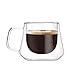Produktbild Doppelwandiges Glas Espresso Tassen isolierte Kaffeetasse mit Griff ultra starke Thermo Borosilikat Trinkgläser für Wein Tee Latte Espresso Saft Bier Kaffeegetränk, 200ml / 7oz