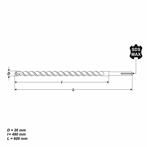 SDS Max Bohrer 26 x 600 mm Quadro X, 4 Schneiden Betonbohrer Steinbohrer - 4