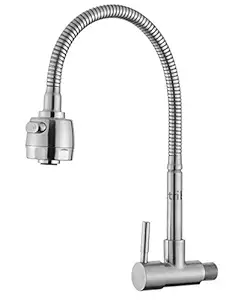 PINK PARI (LABEL) 304 Stainless Steel Flexible Deck Mounted Mount Kitchen Faucet Basin Water Tap