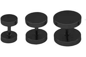 SoulCats® 2 Fake Plugs Fake Plug Tunnel Piercing Orecchini Anello Uomo Nero Argento