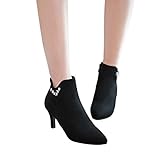 TianWlio Frauen Herbst Winter Stiefel Schuhe Stiefeletten Boots Schnürschuhe Stiefel Lässige Cross-Strap Stiefel Mode Damen Schneestiefel Schwarz 40