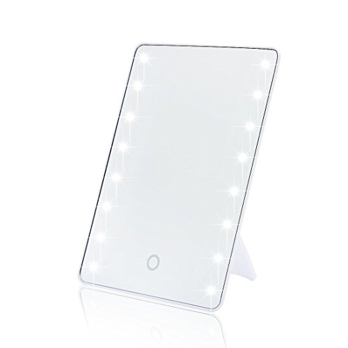MILKIRAY 16 LED 180° Kosmetikspiegel Beleuchtung durch Dimmbar Touch Schalter Make up Spiegel Tischspiegel Standspiegel (Weiß) - 6