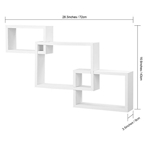 Finether 3er Set Wandregal Schweberegal Wand-Würfelregal Design Cube Regal Hängeregal Regalwürfel Wandablage aus MDF-Holz für Ablage von CD DVD Fotorahmen Deko in Lounge Wohnzimmer unsichtbare Wandmontage würfel schwebend weiß - 7