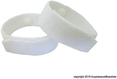 Wet/Dry Acupressure Anti Nausea Wristbands for Motion Sickness (Pair) White (x-Large)
