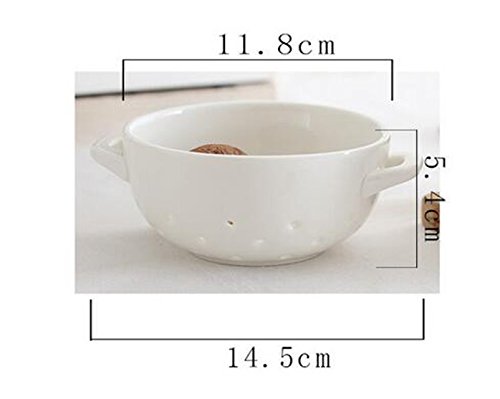 YoHom Seiher Klein Keramik Porzellan Colander Küche Sieb Schüssel für Gemüse Obst Küche Werkzeug, klein, weiß - 2