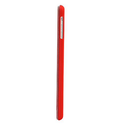 Besmall Neu Ultra Slim Edles iPad mini1 2 3 Hülle – Smart Cover Leder Case Schutz Hülle Tasche + Back Case – inkl. Displayschutzfolie Reinigungstuch Stift mit Multi Ständer Auto Sleep Wake (iPad mini1/2/3, Farbe:Rot) - 5