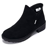 ankle boots winter outfit  CAMEL CROWN Damen Stiefeletten Wildleder Reißverschluss Schuhe Kurze Shorty Boot Winter Flandell Ankle Stiefel Schwarz EU 41