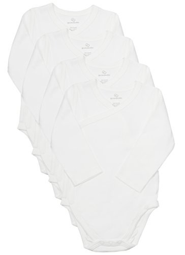 Baby Side Snap Bodysuit Set, 100% Cotton Boy Girl Unisex Kimono Onesie, 4 Pack