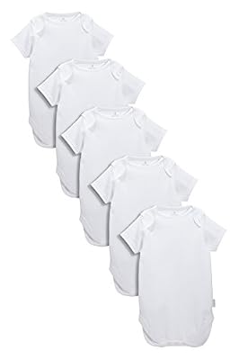 next Homme Lot de cinq bodies à manches courtes blancs (0 à 3 ans) Blanc Up to 1 month