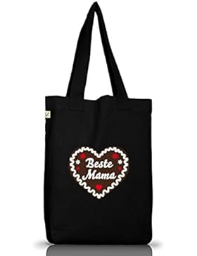 Shirtstreet24, Muttertag - Lebkuchenherz Beste Mama, Jutebeutel Stoff Tasche Earth Positive